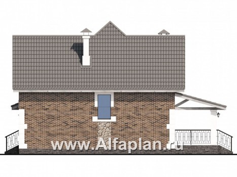 «Причал» - проект двухэтажного дома с мансардой, из кирпичей, с террасой, с  удобным планом - превью фасада дома