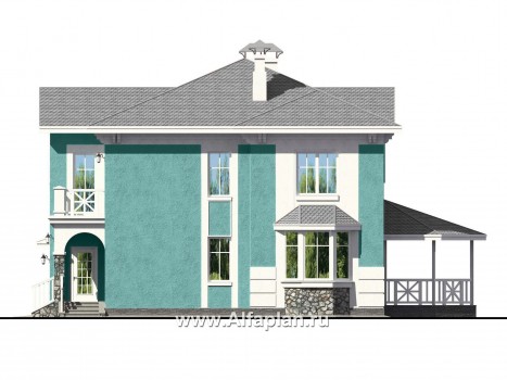 «Белоостров» - красивый проект двухэтажного дома, планировка с кабинетом на 1 эт, терраса, гараж на 1 авто - превью фасада дома