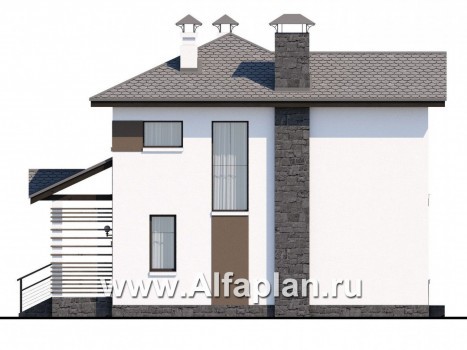 «Панорама» - проект простого двухэтажного дома из газобетона, в современном стиле - превью фасада дома