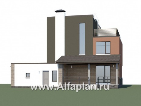 «Рефлекс» - проект двухэтажного дома с гаражом, с террасой, с эксплуатируемой кровлей - превью дополнительного изображения №1