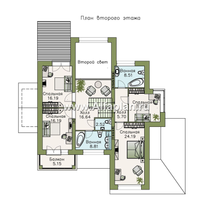 Проекты домов Альфаплан - «Современник» с панорамными окнами - превью плана проекта №2