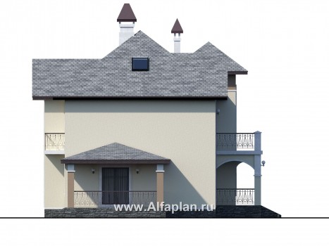 Проекты домов Альфаплан - «Разумовский» - элегантный загородный коттедж с террасой - превью фасада №3