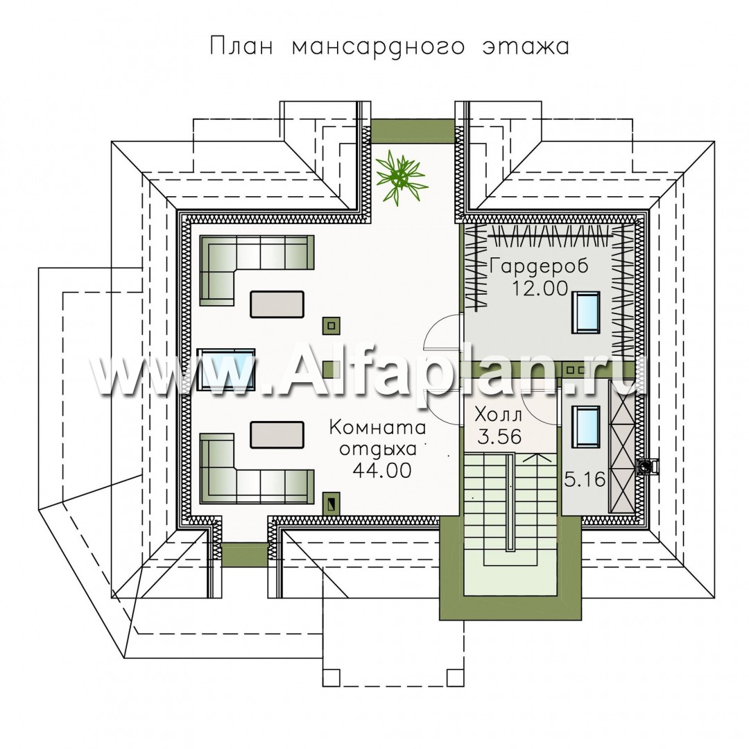 Проекты домов Альфаплан - «Разумовский» - элегантный загородный коттедж - изображение плана проекта №3