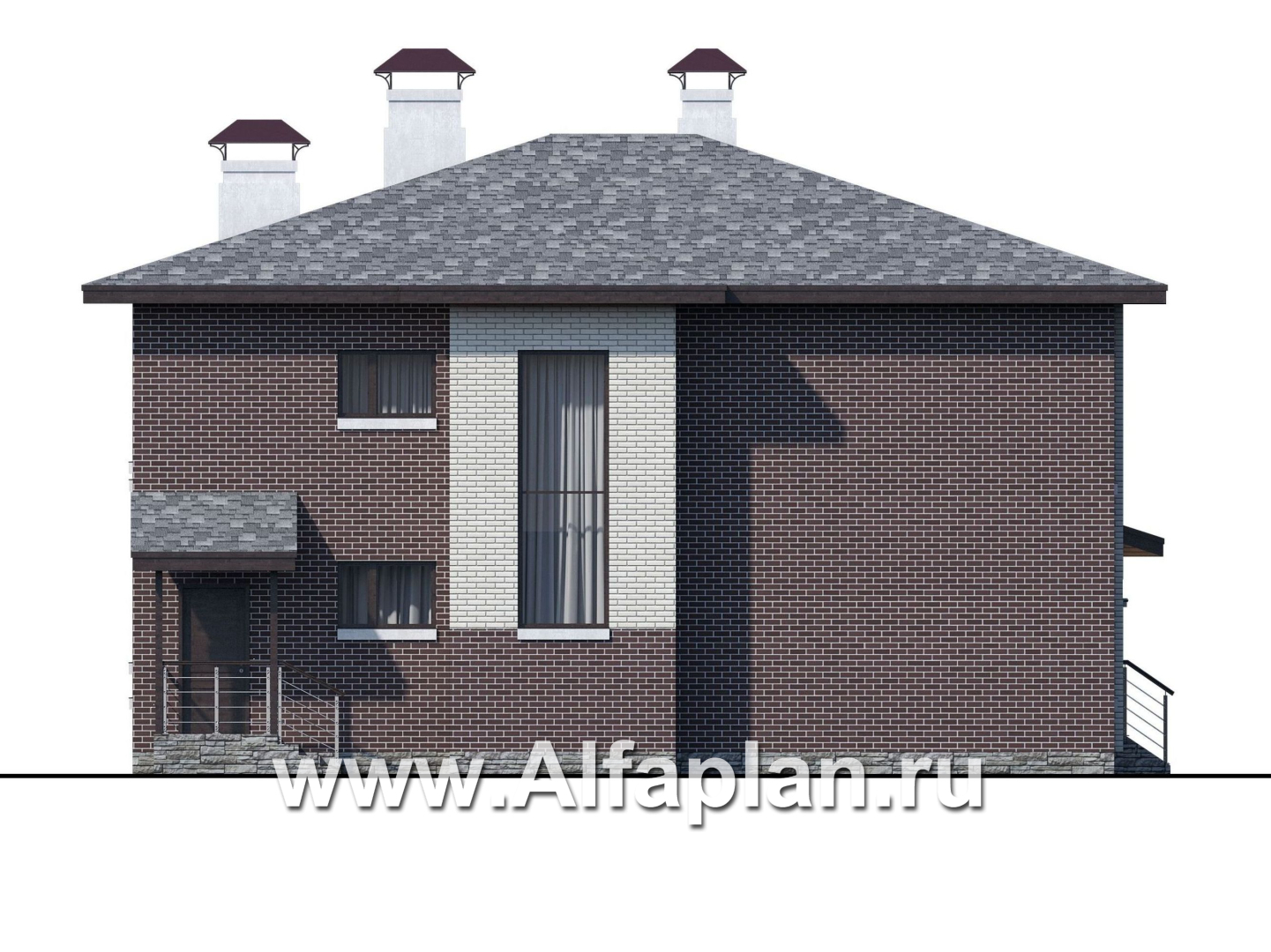 Проекты домов Альфаплан - «Республика» - современный двухэтажный комфортабельный дом - изображение фасада №3