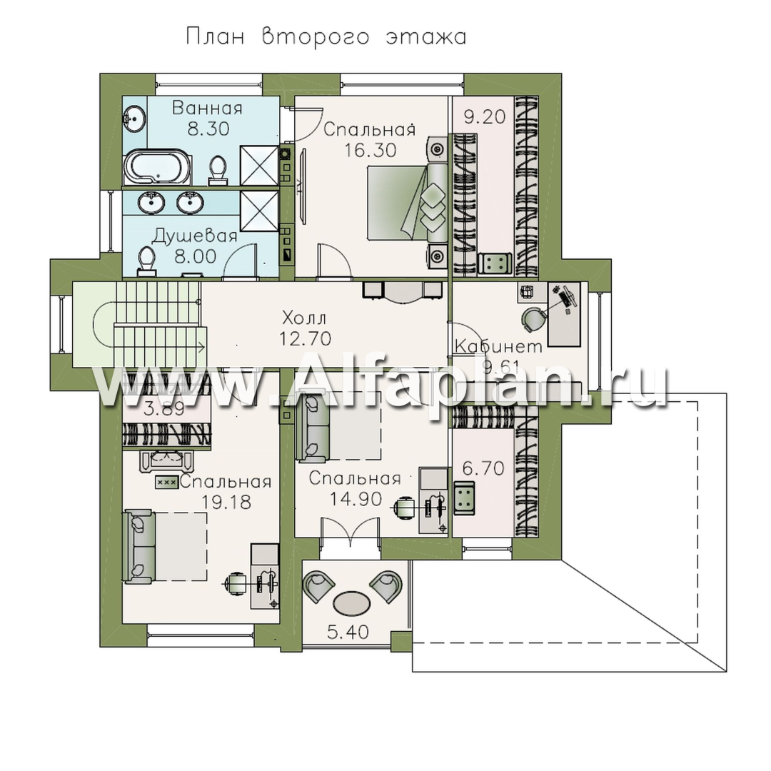 Проекты домов Альфаплан - «Республика» - современный двухэтажный комфортабельный дом - изображение плана проекта №2