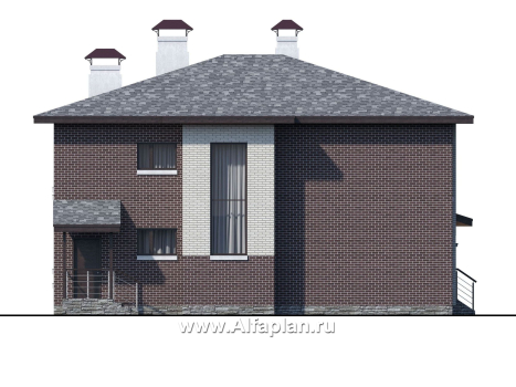 Проекты домов Альфаплан - «Республика» - современный двухэтажный комфортабельный дом - превью фасада №3