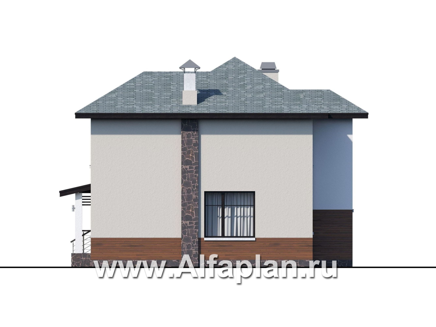 Проекты домов Альфаплан - «Траектория» - современный, компактный дом с гаражом-навесом - изображение фасада №2