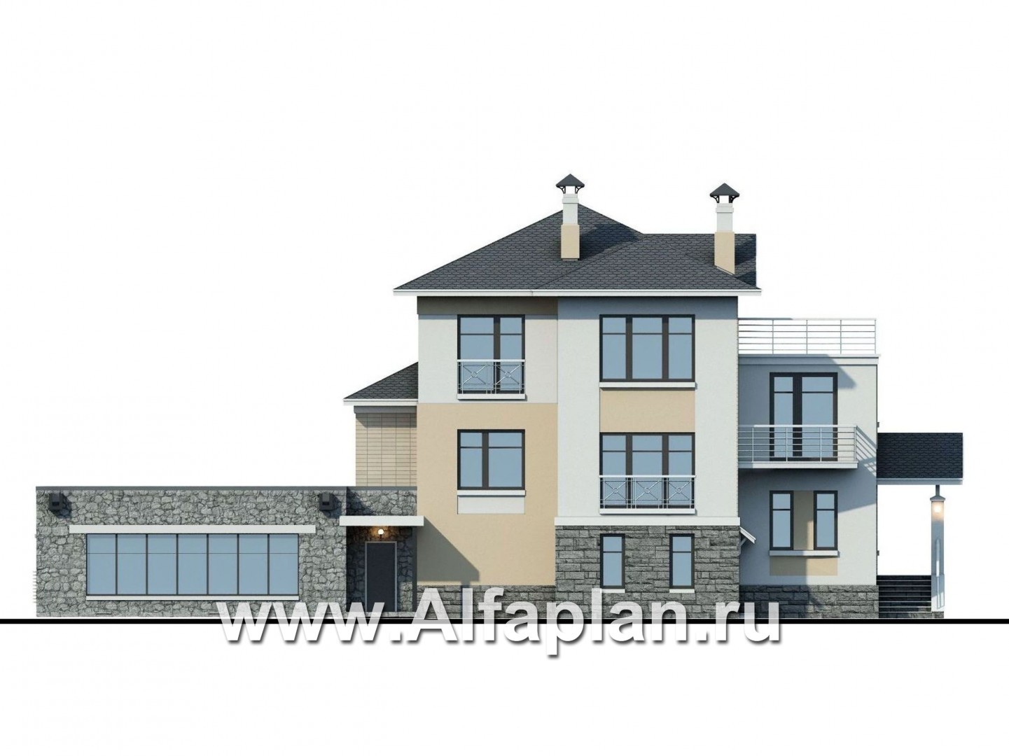 Проекты домов Альфаплан - 77A-S+287B-S - изображение фасада №4