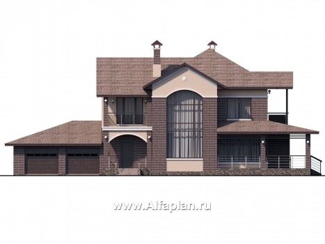 Проекты домов Альфаплан - «Голицын»- особняк с гаражом на два автомобиля - превью фасада №1