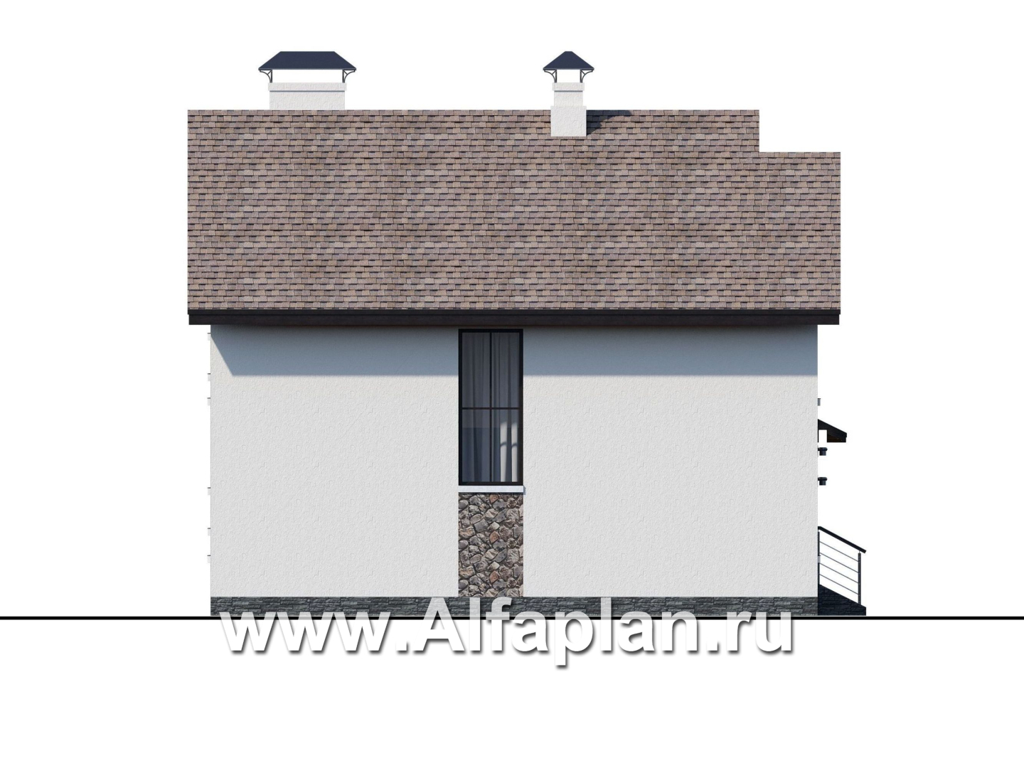 Проекты домов Альфаплан - Компактный дом с четырьмя спальными и угловой террасой - изображение фасада №3