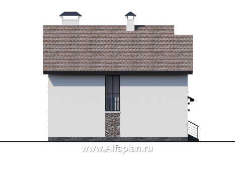 Проекты домов Альфаплан - Компактный дом с четырьмя спальными и угловой террасой - превью фасада №3