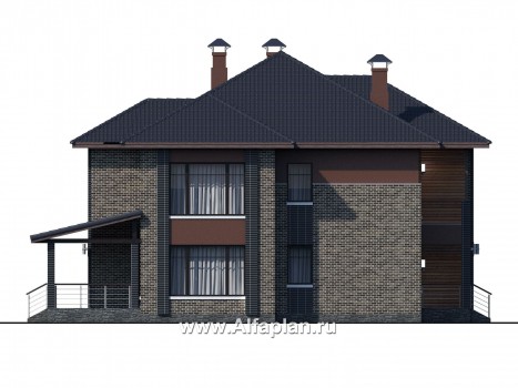 Проекты домов Альфаплан - «Неман» - загородный дом с двусветной гостиной - превью фасада №3