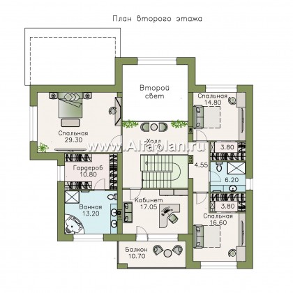 Проекты домов Альфаплан - «Неман» - загородный дом с двусветной гостиной - превью плана проекта №2