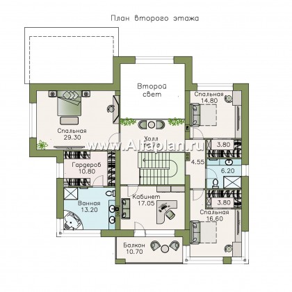 Проекты домов Альфаплан - «Эльба» — современная вилла с угловым остеклением - превью плана проекта №2