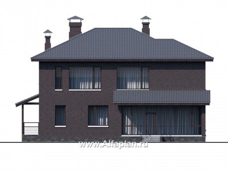 Проекты домов Альфаплан - «Прайд» - современный коттедж с остекленной верандой - превью фасада №4
