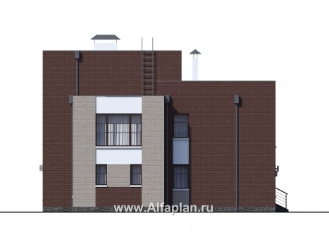 Проекты домов Альфаплан - «Эндр» — большая вилла с эксплуатируемой кровлей - превью фасада №3