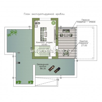 Проекты домов Альфаплан - «Эндр» — большая вилла с эксплуатируемой кровлей - превью плана проекта №3