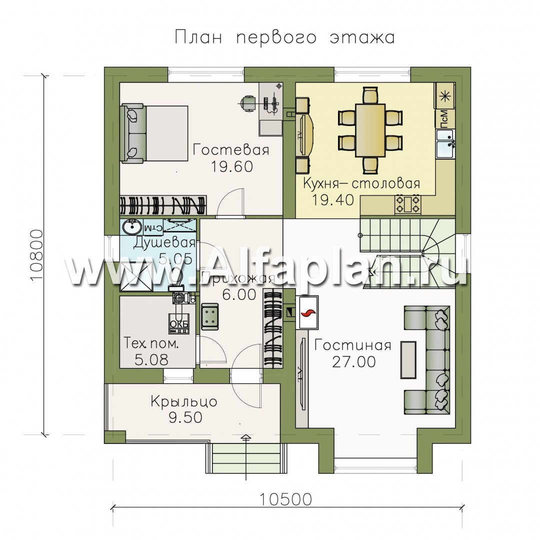 Проекты домов Альфаплан - «Вереск» — компактный и рациональный дом - изображение плана проекта №1