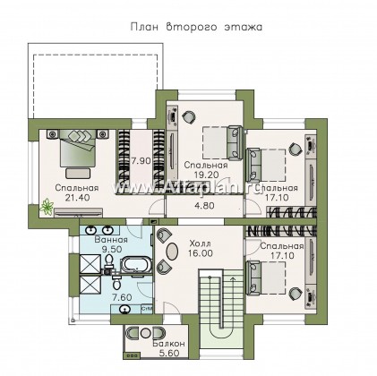 Проекты домов Альфаплан - «Киприда» — просторный коттедж в современном стиле - превью плана проекта №2