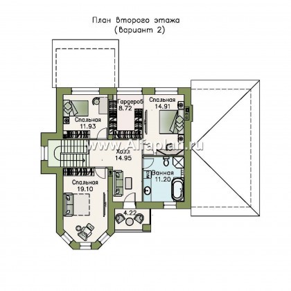 Проекты домов Альфаплан - «Благополучие» - классический коттедж с открытой планировкой и гаражом - превью плана проекта №3