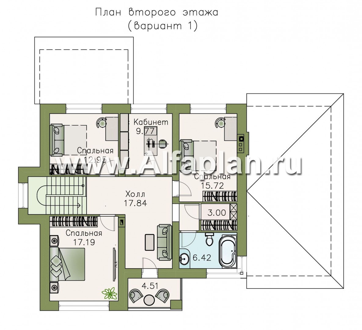 Проекты домов Альфаплан - «Страйк» - современный дом с открытой планировкой и гаражом - изображение плана проекта №2