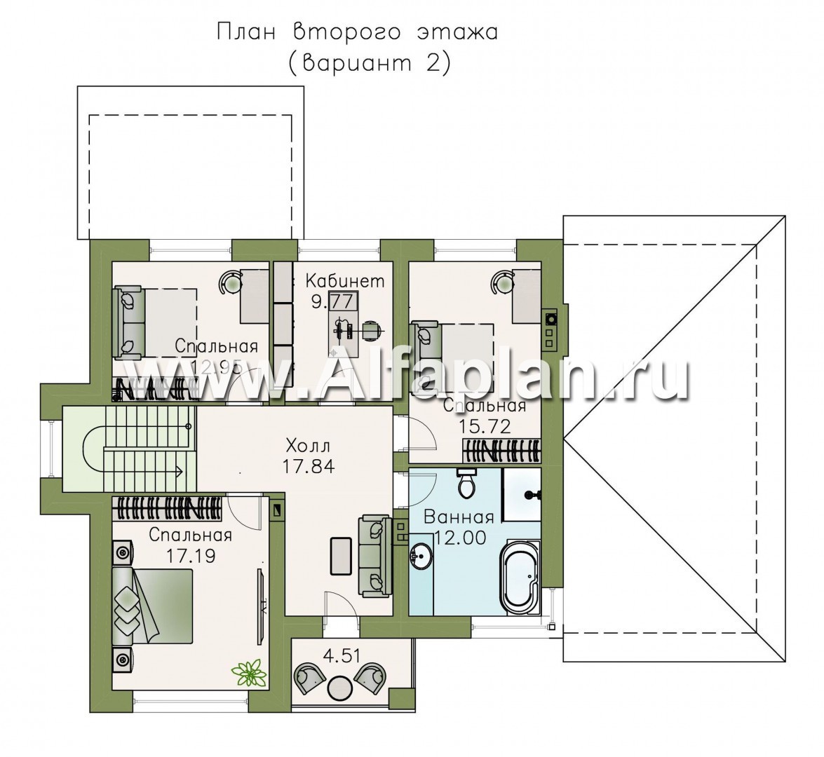 Проекты домов Альфаплан - «Страйк» - современный дом с открытой планировкой и гаражом - изображение плана проекта №3