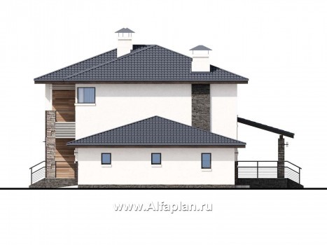 Проекты домов Альфаплан - «Страйк» - современный дом с открытой планировкой и гаражом - превью фасада №2