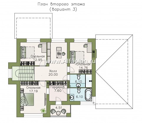 Проекты домов Альфаплан - «Страйк» - современный дом с открытой планировкой и гаражом - превью плана проекта №4