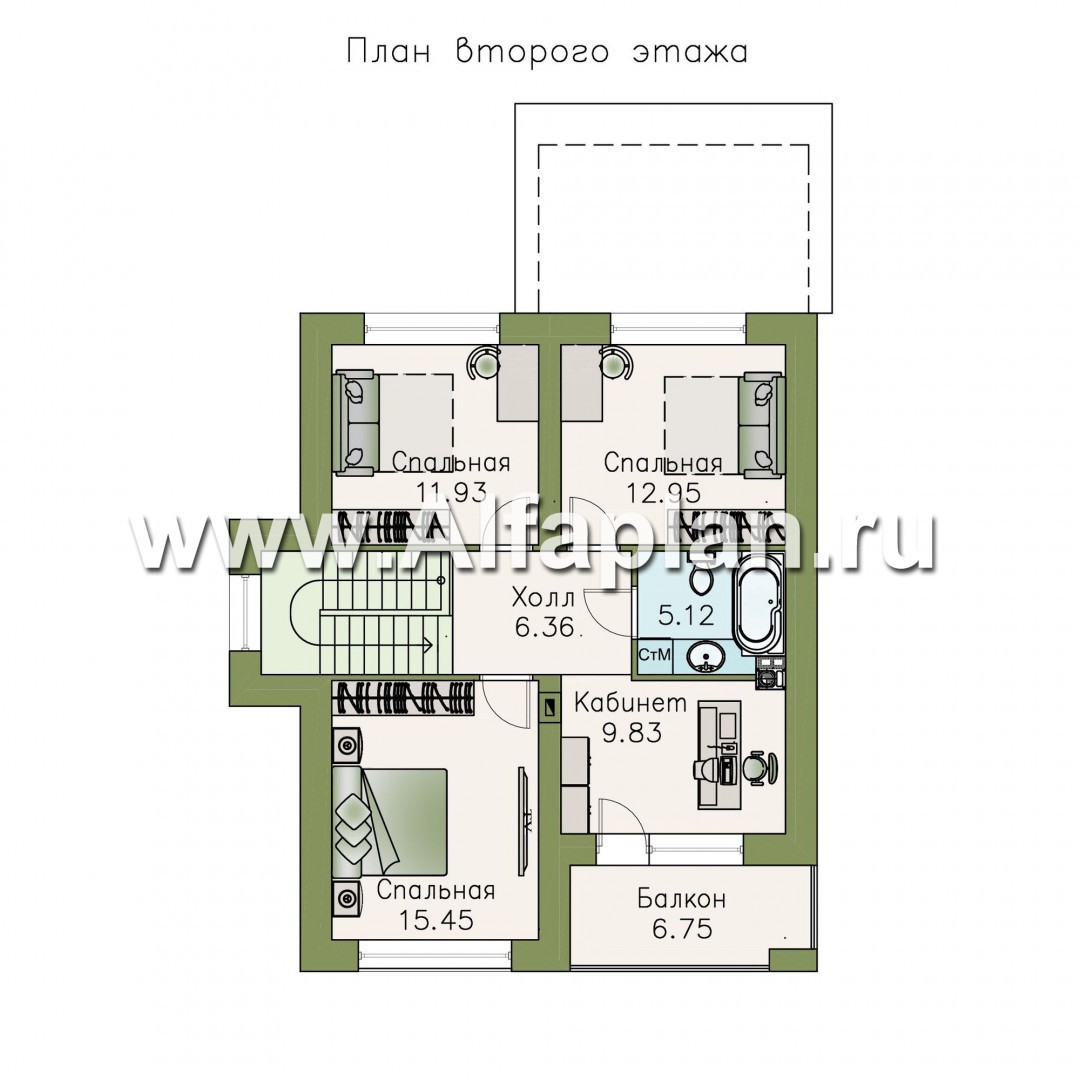 Проекты домов Альфаплан - «Сен-Тропе» -очень удобный компактный дом - план проекта №2