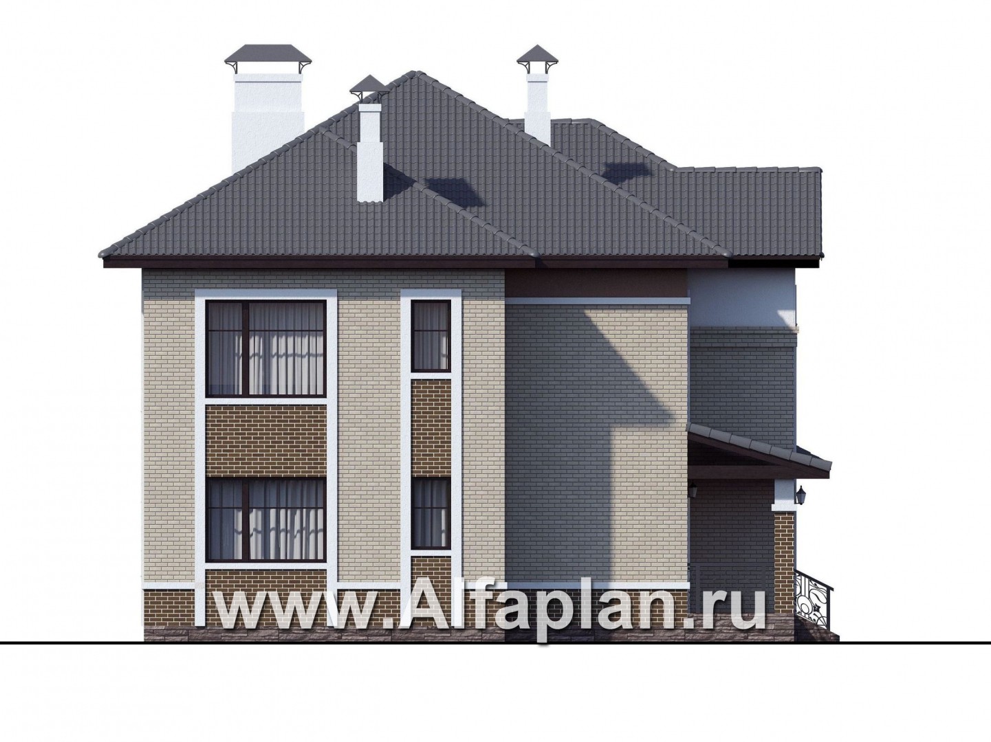 Проекты домов Альфаплан - «Арно» - классический особняк с двусветной столовой - изображение фасада №3