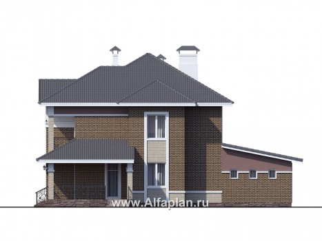 «Арно» - проект двухэтажного дома, особняк с двусветной гостиной, с террасой и сауной, с бассейном - превью фасада дома
