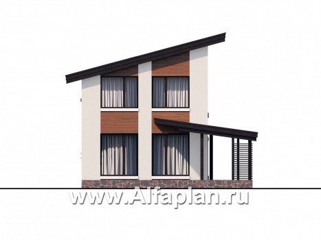 Проекты домов Альфаплан - «Писарро» - проект дома для узкого участка, 3 спальни - превью фасада №4