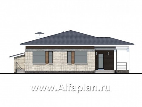 Проекты домов Альфаплан - «Днестр» - одноэтажный коттедж с бильярдной и сауной - превью фасада №4
