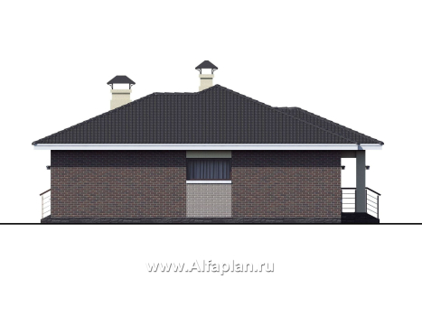 Проекты домов Альфаплан - «Ангара» - проект просторного одноэтажного дома, 5 спален - превью фасада №2