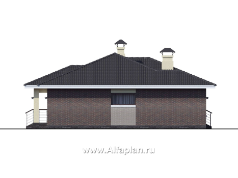 Проекты домов Альфаплан - «Ангара» - проект просторного одноэтажного дома, 5 спален - превью фасада №3