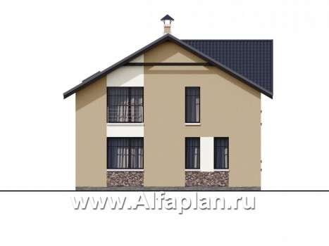 Проекты домов Альфаплан - «Заря» - уютный мансардный дом с балконом - превью фасада №4