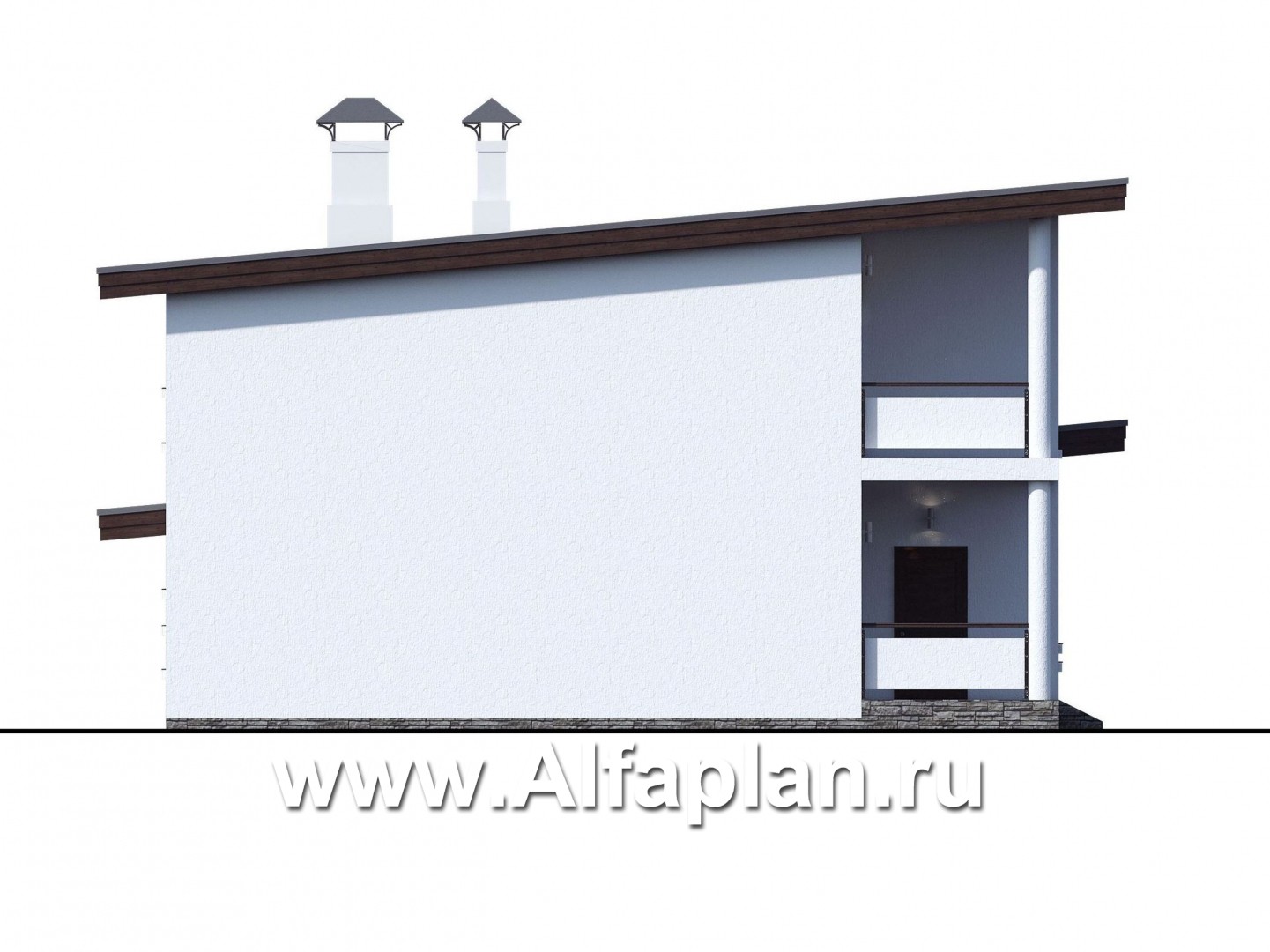 Проекты домов Альфаплан - «Сезанн» - современный стильный коттедж с односкатной кровлей - изображение фасада №3
