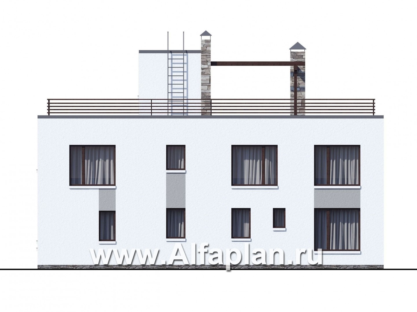 Проекты домов Альфаплан - «Гоген» - коттедж (дуплекс) с эксплуатируемой кровлей - изображение фасада №4