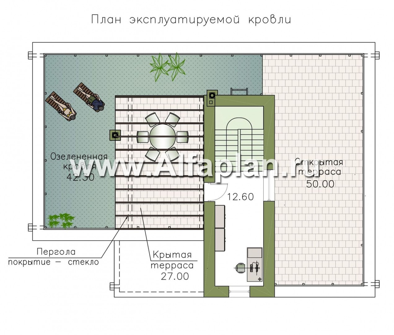 Проекты домов Альфаплан - «Гоген» - коттедж (дуплекс) с эксплуатируемой кровлей - изображение плана проекта №3