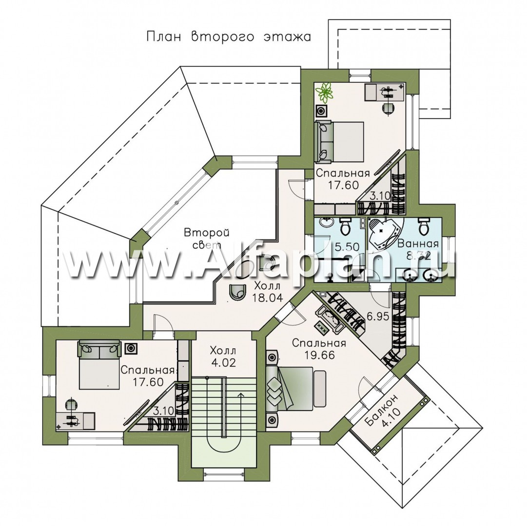 Проекты домов Альфаплан - "Эдем" - эксклюзивный двухэтажный коттедж с большим гаражом 219Р - план проекта №2