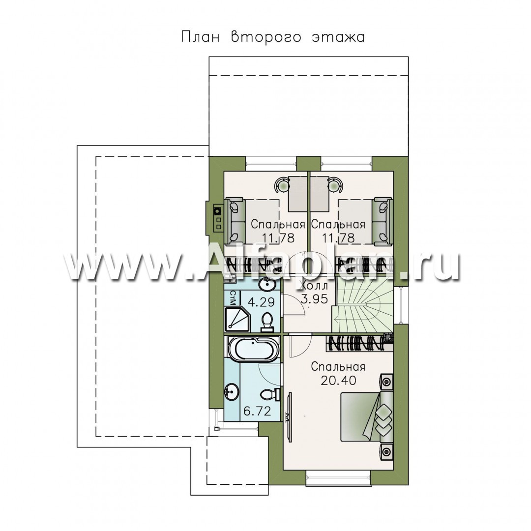 Проекты домов Альфаплан - «Весна» - экономичный и удобный дом с гаражом - план проекта №2