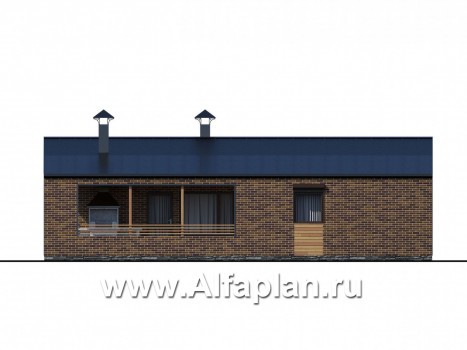 Проекты домов Альфаплан - «Йота» - каркасный дом с двускатной кровлей - превью фасада №2