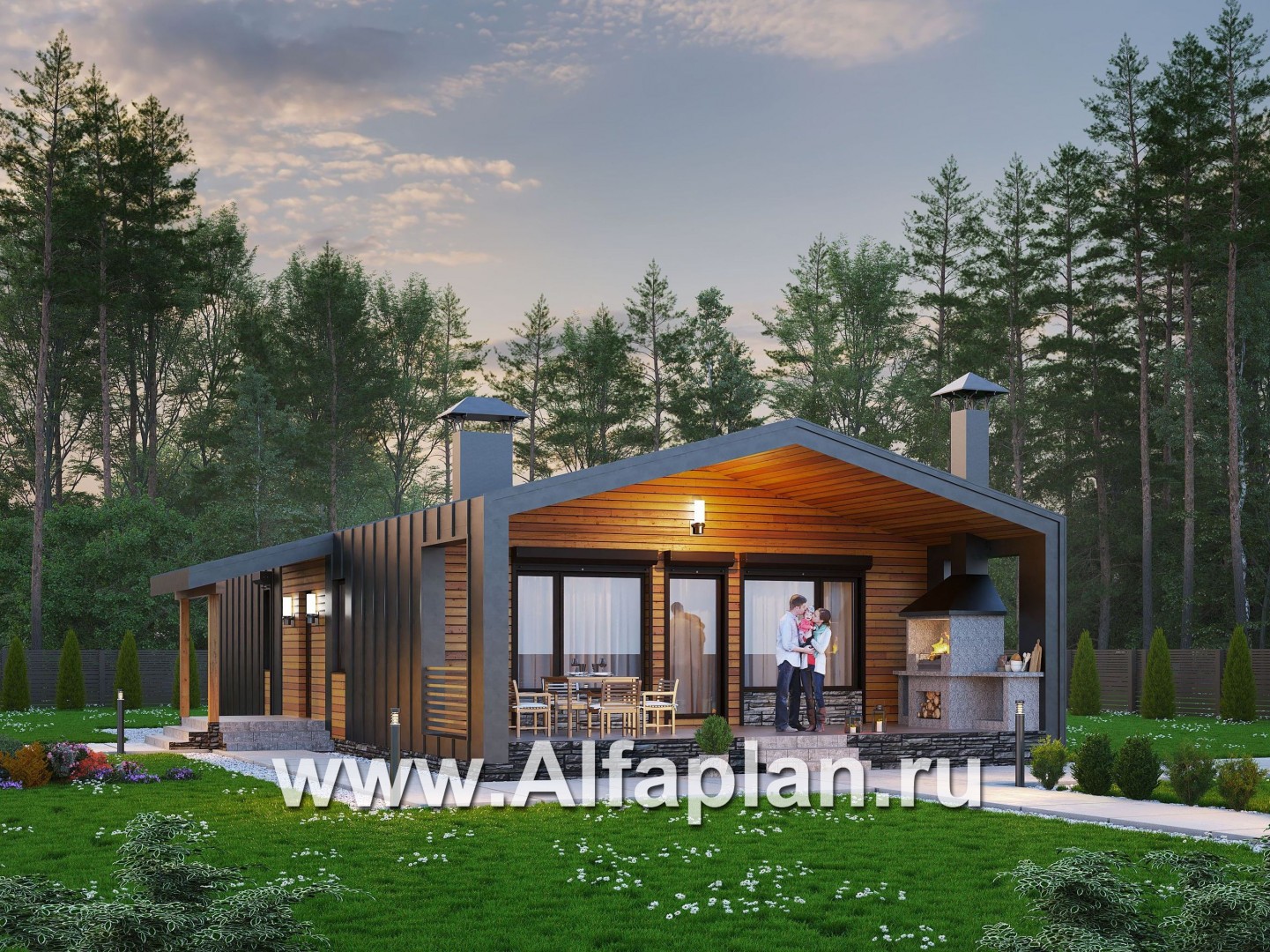 Проекты домов Альфаплан - «Лямбда» - просторный дом в современном стиле - основное изображение