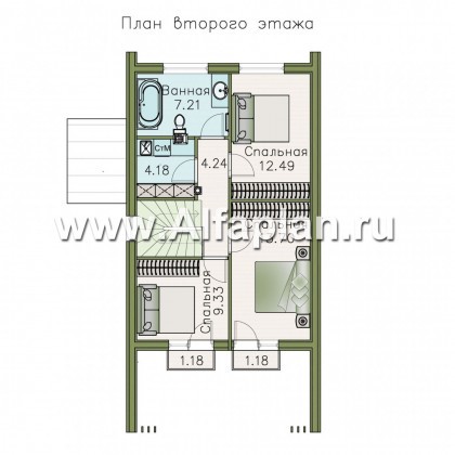 Проекты домов Альфаплан - «Сигма» - стильный двухэтажный каркасный дом - превью плана проекта №2