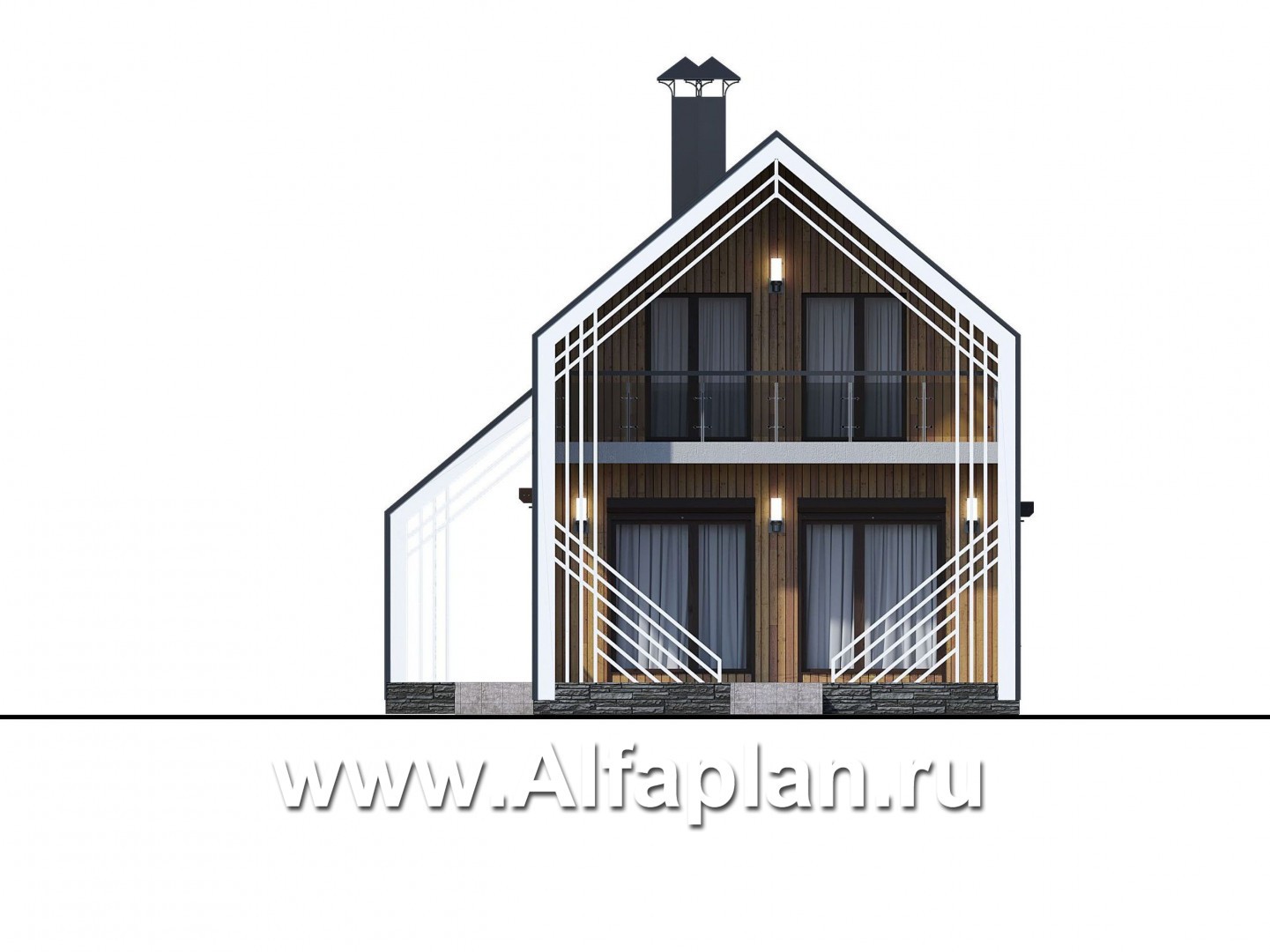 Проекты домов Альфаплан - «Тау» - эксклюзивный коттедж в современном дизайне - изображение фасада №1