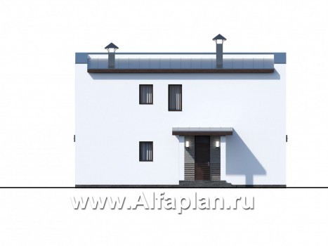 Проекты домов Альфаплан - «Тау» - каркасный дом с односкатной кровлей - превью фасада №3