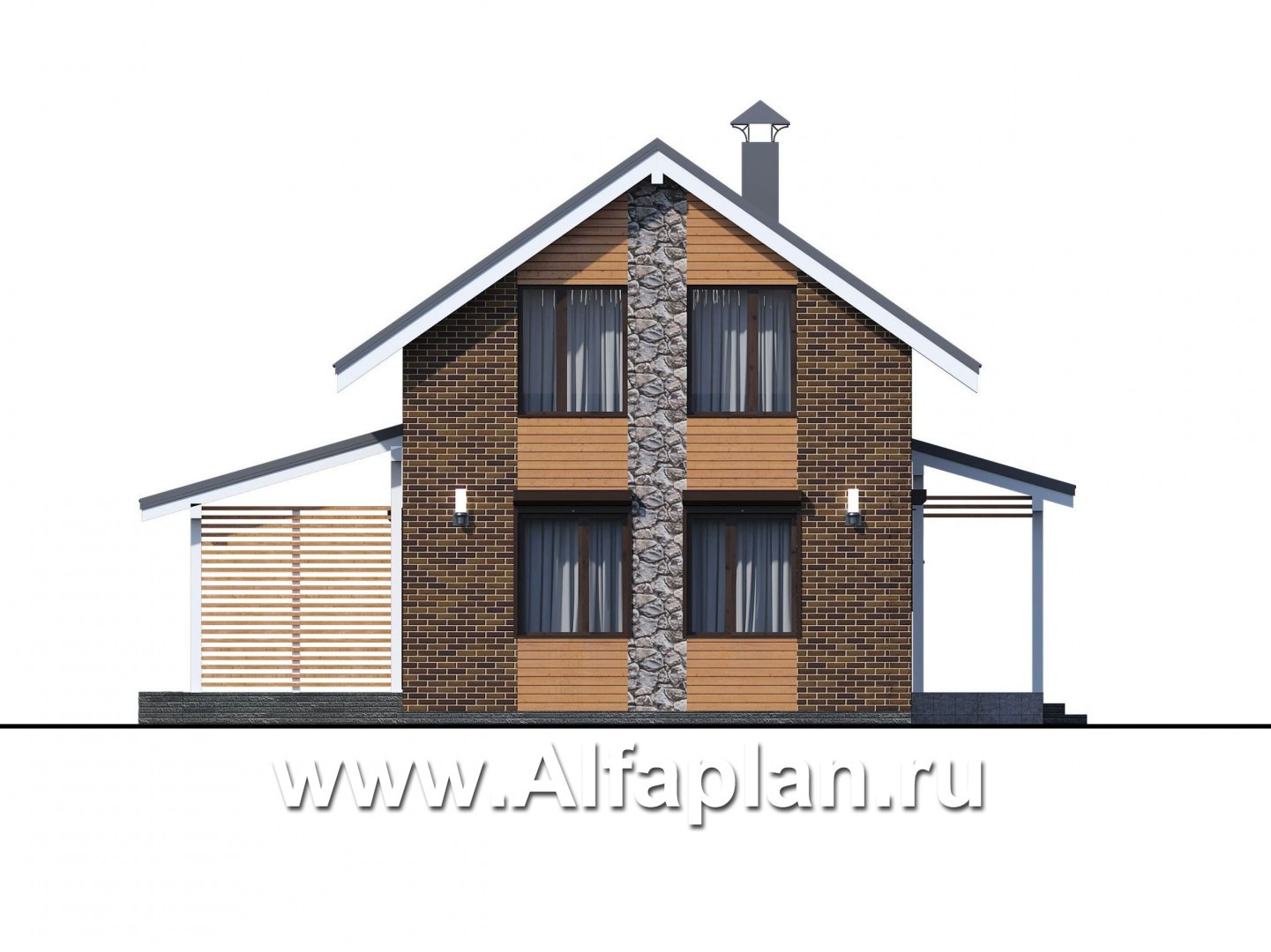 Проекты домов Альфаплан - «Омега» - рациональный коттедж с удобной планировкой - изображение фасада №4