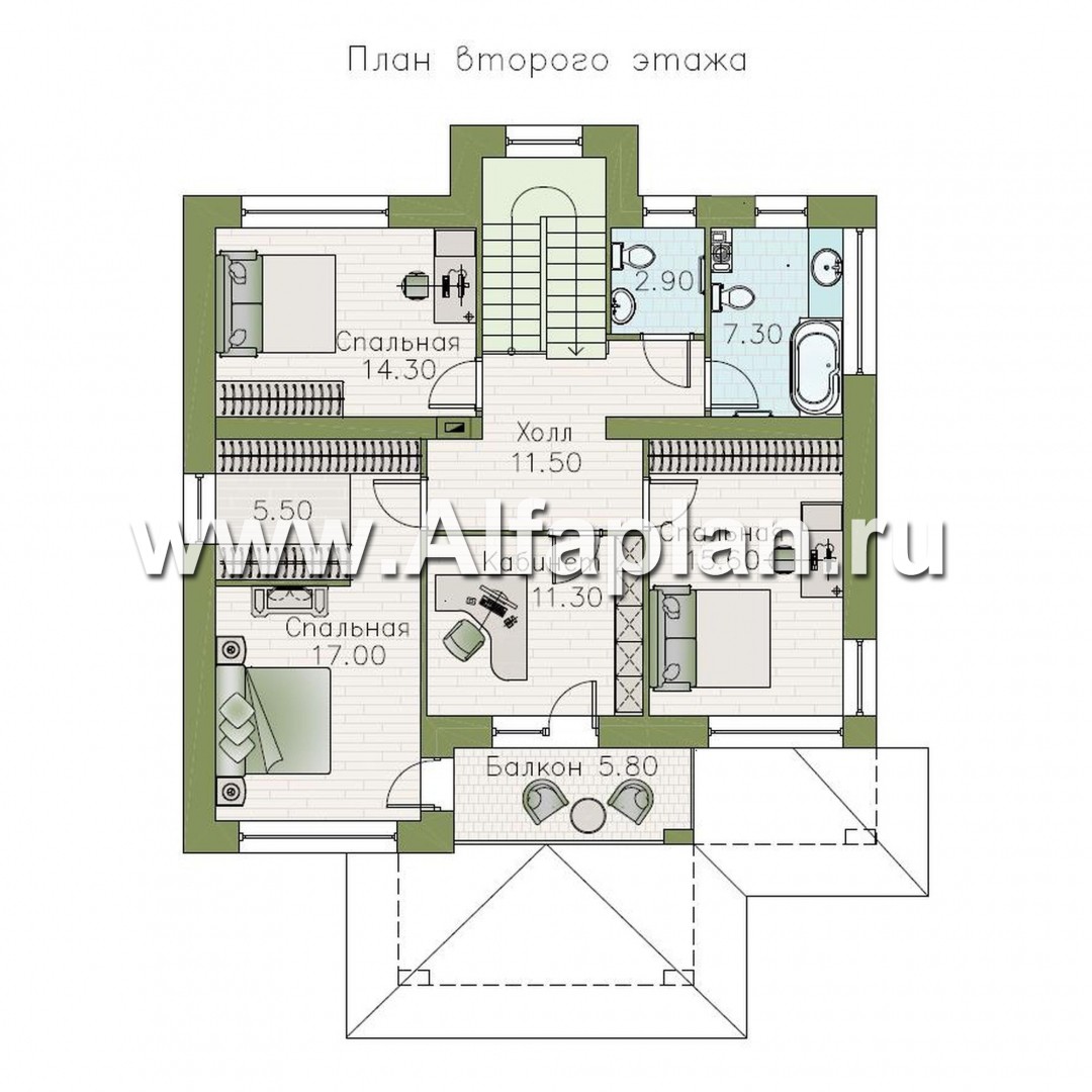 Проекты домов Альфаплан - «Маяк» - уютный дом с террасой - план проекта №2
