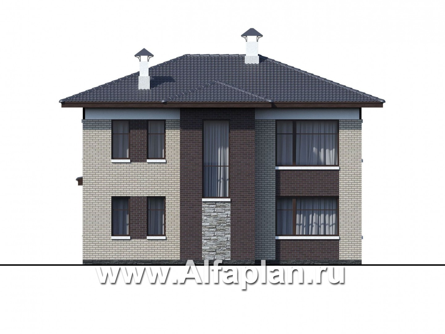 Проекты домов Альфаплан - «Маяк» - уютный дом с остекленной террасой - изображение фасада №4