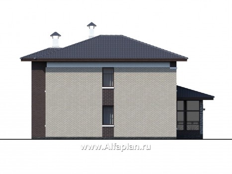 Проекты домов Альфаплан - «Маяк» - уютный дом с остекленной террасой - превью фасада №3